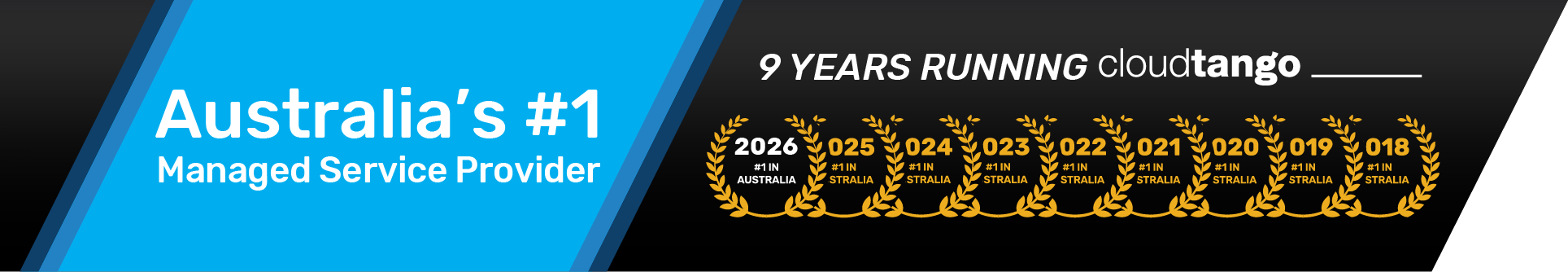 Cloudtango 9 years running award banner